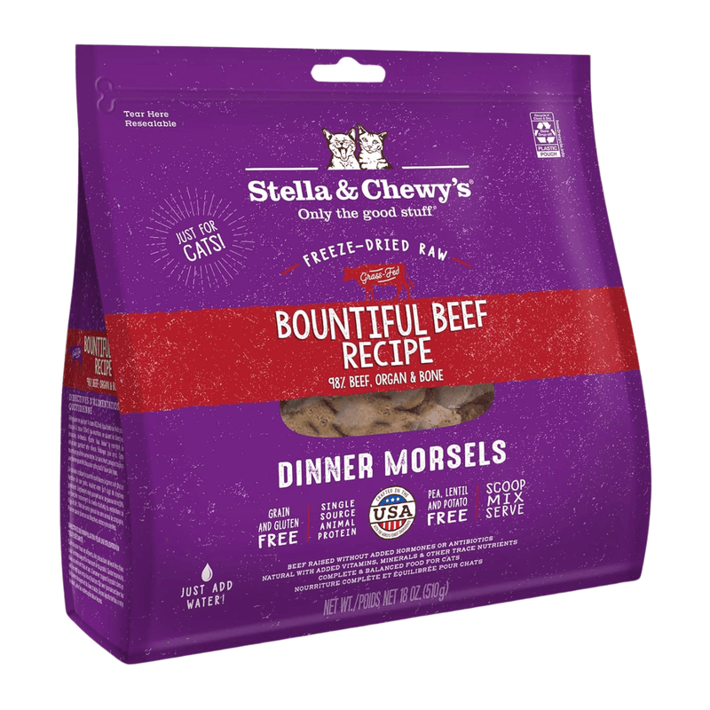 Freeze Dried Cat Food - Bountiful Beef Recipe - Dinner Morsels - J & J Pet Club - Stella & Chewy's