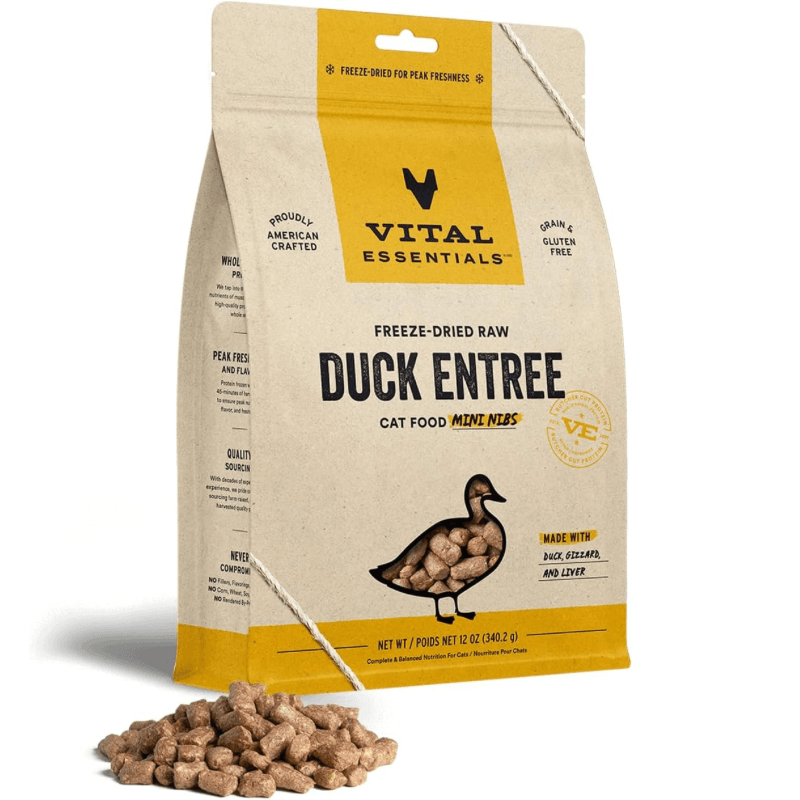 Freeze Dried Cat Food - Duck Entree - Mini Nibs - J & J Pet Club - Vital ESSENTIALS