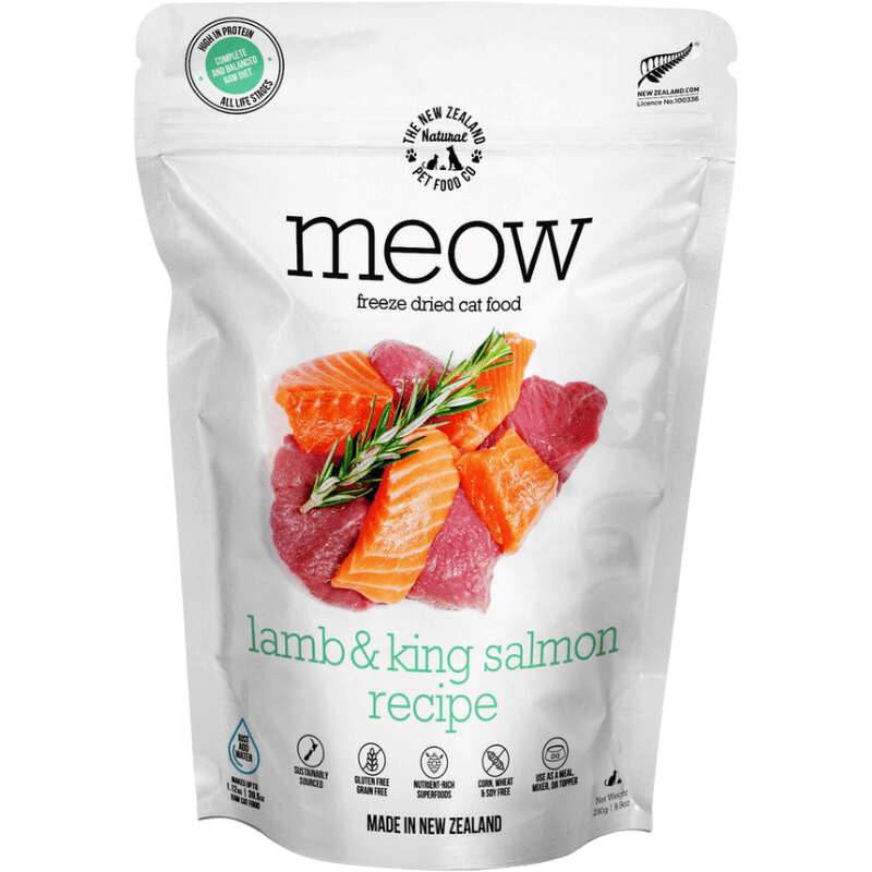 Freeze Dried Cat Food - Lamb & King Salmon Recipe - J & J Pet Club - Meow