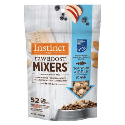 Freeze Dried Cat Food Topper - RAW BOOST MIXERS, Wild-Caught Alaskan Pollock Recipe, 5 oz - J & J Pet Club - Instinct