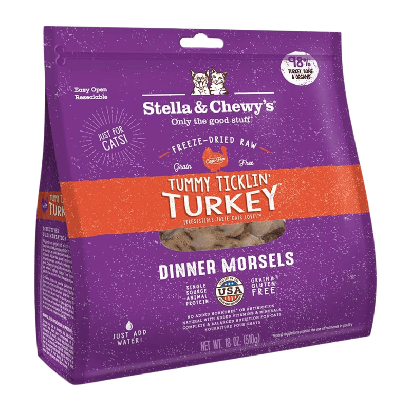 Freeze Dried Cat Food - Tummy Ticklin' Turkey - Dinner Morsels - J & J Pet Club - Stella & Chewy's