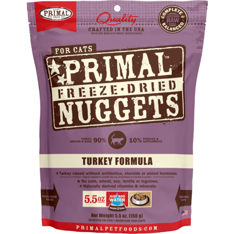 Freeze Dried Cat Food - Turkey Dinner Nuggets - J & J Pet Club - Primal