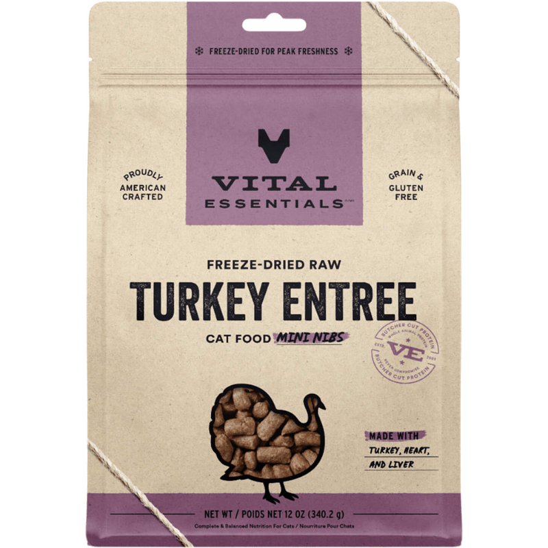 Freeze Dried Cat Food - Turkey Entree - Mini Nibs - J & J Pet Club - Vital ESSENTIALS