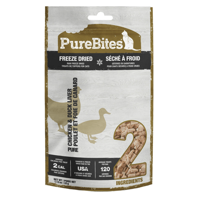 Freeze Dried Cat Treat - Chicken & Duck Liver - 1.12 oz - J & J Pet Club - Purebites