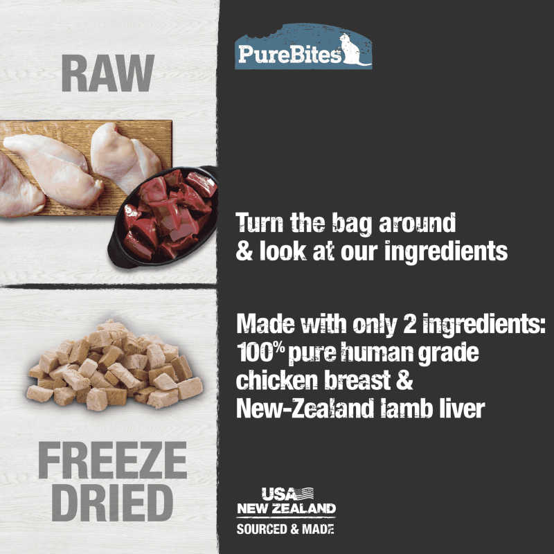 Freeze Dried Cat Treat - Chicken & Lamb Liver - 0.98 oz - J & J Pet Club - Purebites