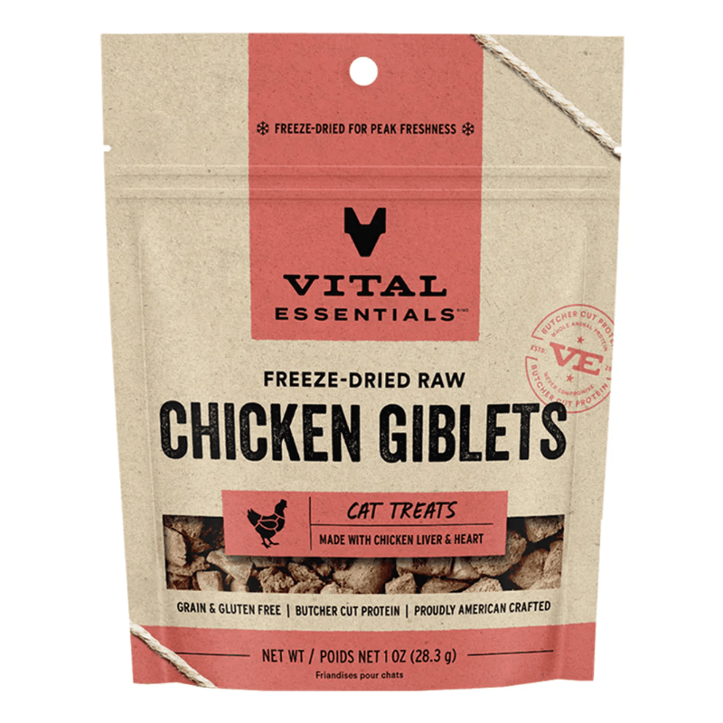 Freeze Dried Cat Treat - Chicken Giblets - 1 oz - J & J Pet Club - Vital ESSENTIALS