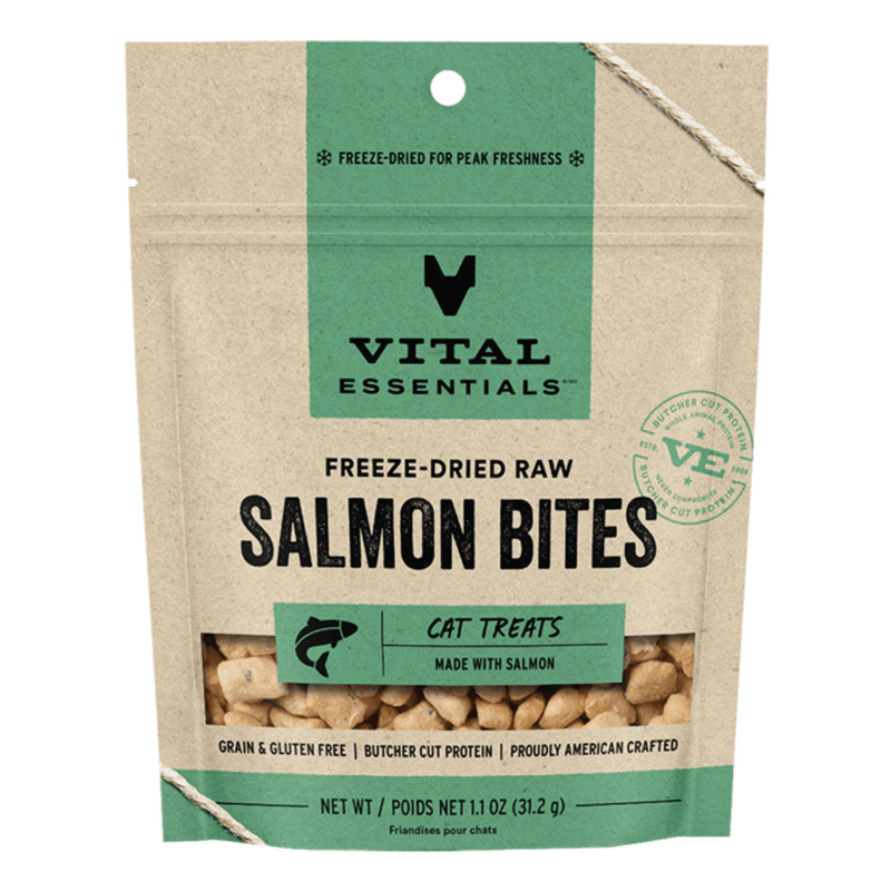 Freeze Dried Cat Treat - Salmon Bites - 1.1 oz - J & J Pet Club - Vital ESSENTIALS