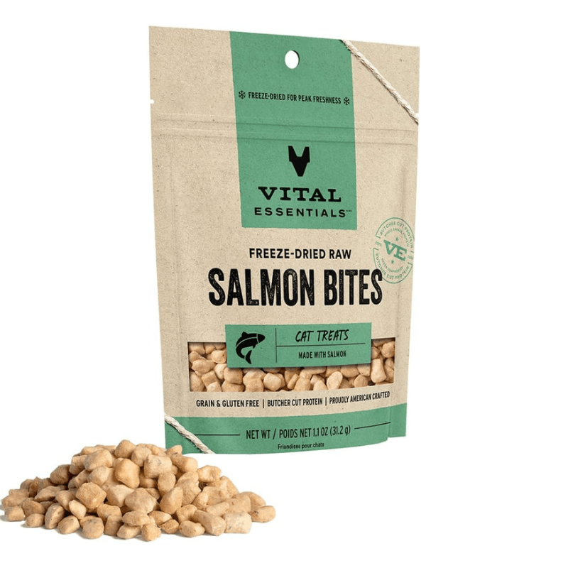 Freeze Dried Cat Treat - Salmon Bites - 1.1 oz - J & J Pet Club - Vital ESSENTIALS