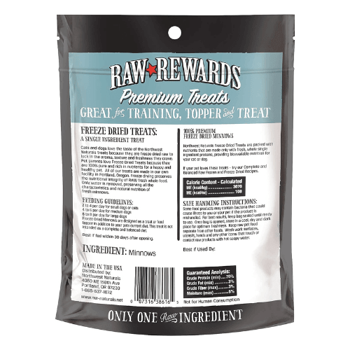 Freeze Dried Dog & Cat Treat - RAW REWARDS - Minnows - 1 oz - J & J Pet Club
