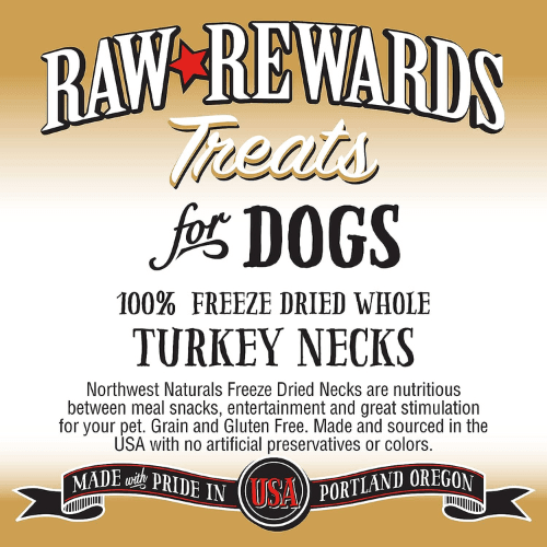 Freeze Dried Dog & Cat Treat - RAW REWARDS - Turkey Necks - 8 oz - J & J Pet Club