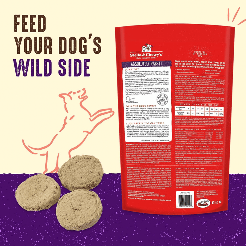 Freeze Dried Dog Food - Absolutely Rabbit - Dinner Patties - J & J Pet Club - Stella & Chewy's