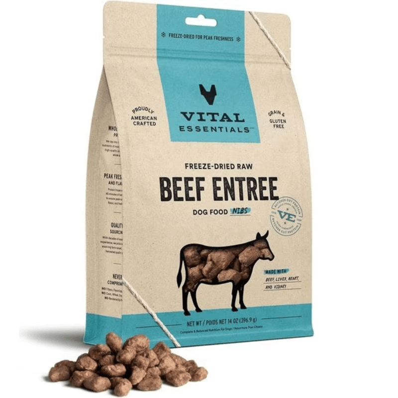 Freeze Dried Dog Food - Beef Entree - Nibs - 14 oz - J & J Pet Club - Vital ESSENTIALS