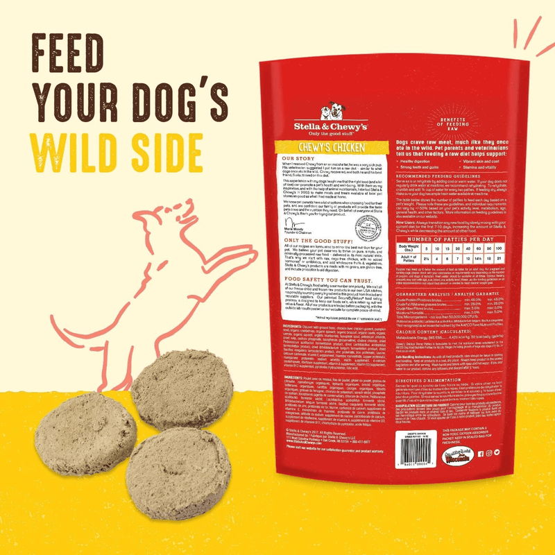 Freeze Dried Dog Food - Chewy's Chicken - Dinner Patties - J & J Pet Club - Stella & Chewy's