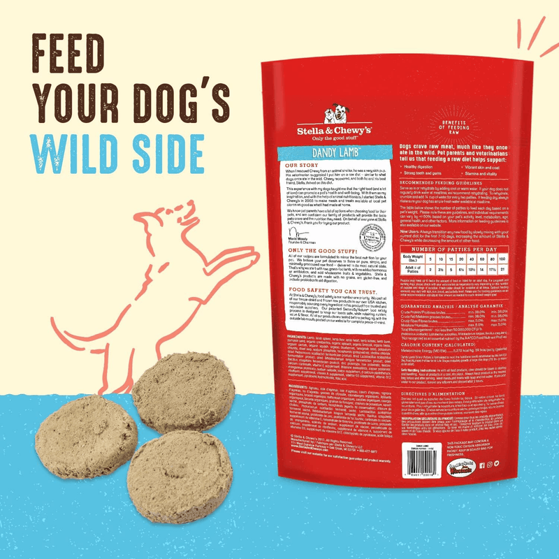 Freeze Dried Dog Food - Dandy Lamb - Dinner Patties - J & J Pet Club - Stella & Chewy's