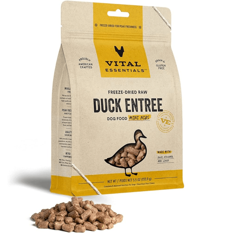 Freeze Dried Dog Food - Duck Entree - Mini Nibs - J & J Pet Club - Vital ESSENTIALS