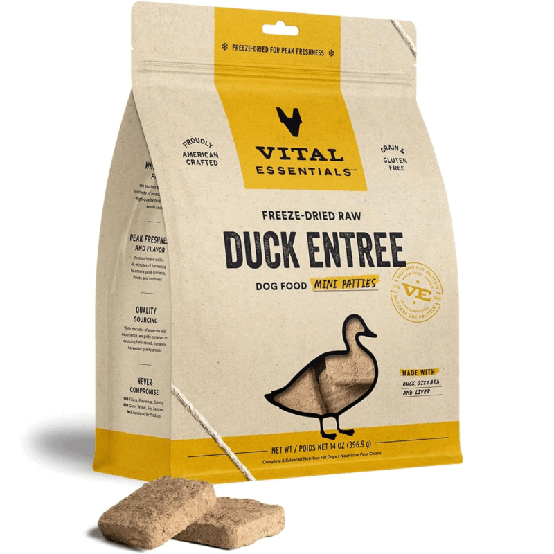 Freeze Dried Dog Food - Duck Entree - Mini Patties - J & J Pet Club - Vital ESSENTIALS