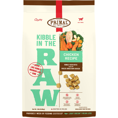 Freeze Dried Dog Food - KIBBLE IN THE RAW - Chicken Recipe with Organic Vegetables - J & J Pet Club - Primal
