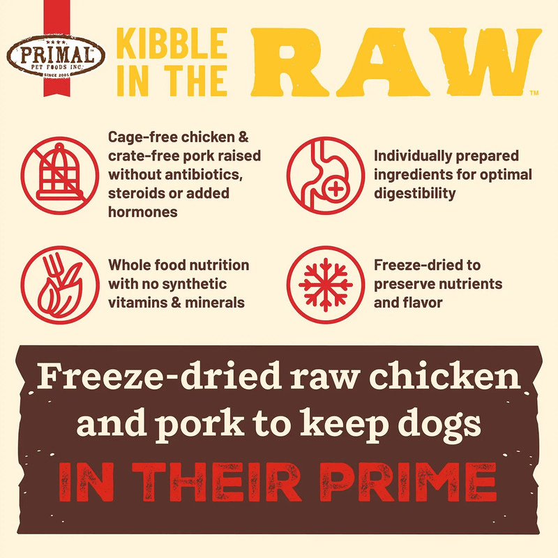 Freeze Dried Dog Food - KIBBLE IN THE RAW - PUPPY Recipe with Organic Vegetables - J & J Pet Club - Primal