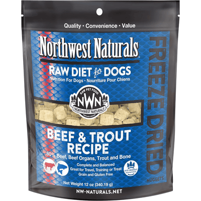 Freeze Dried Dog Food - Nuggets - Beef & Trout Recipe - 12 oz - J & J Pet Club - Northwest Naturals