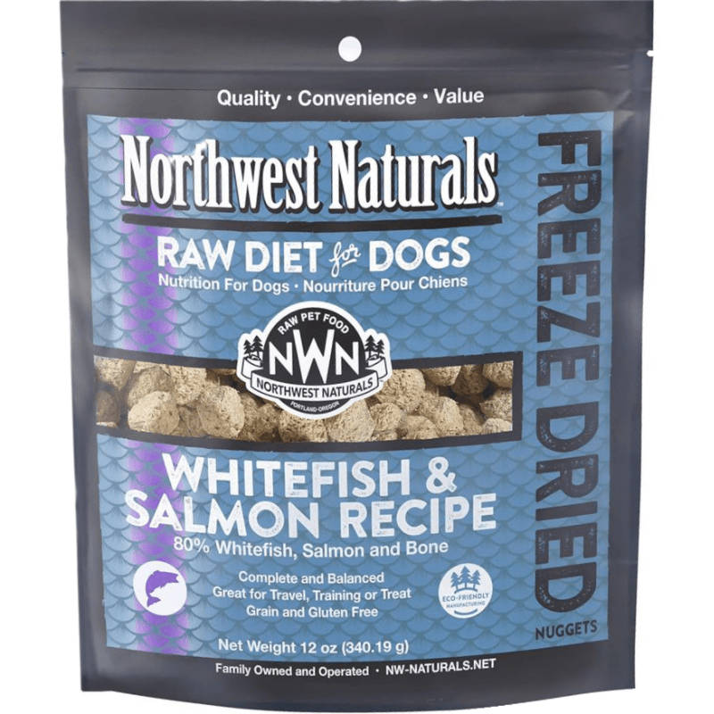 Freeze Dried Dog Food - Nuggets - Whitefish & Salmon Recipe - 12 oz - J & J Pet Club - Northwest Naturals