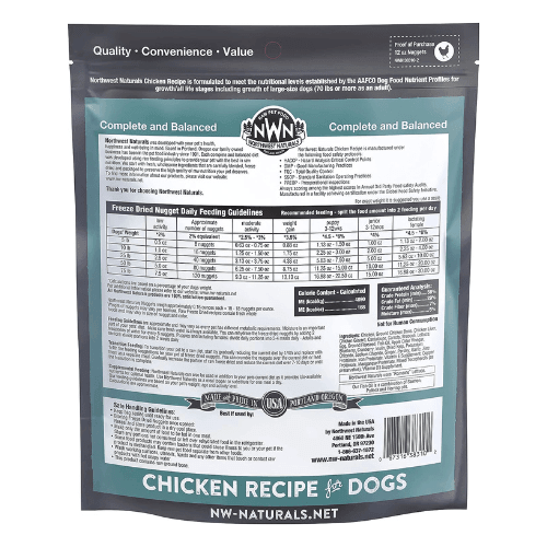 Freeze Dried Dog Food - RAW DIET - Chicken Nuggets - 12 oz - J & J Pet Club