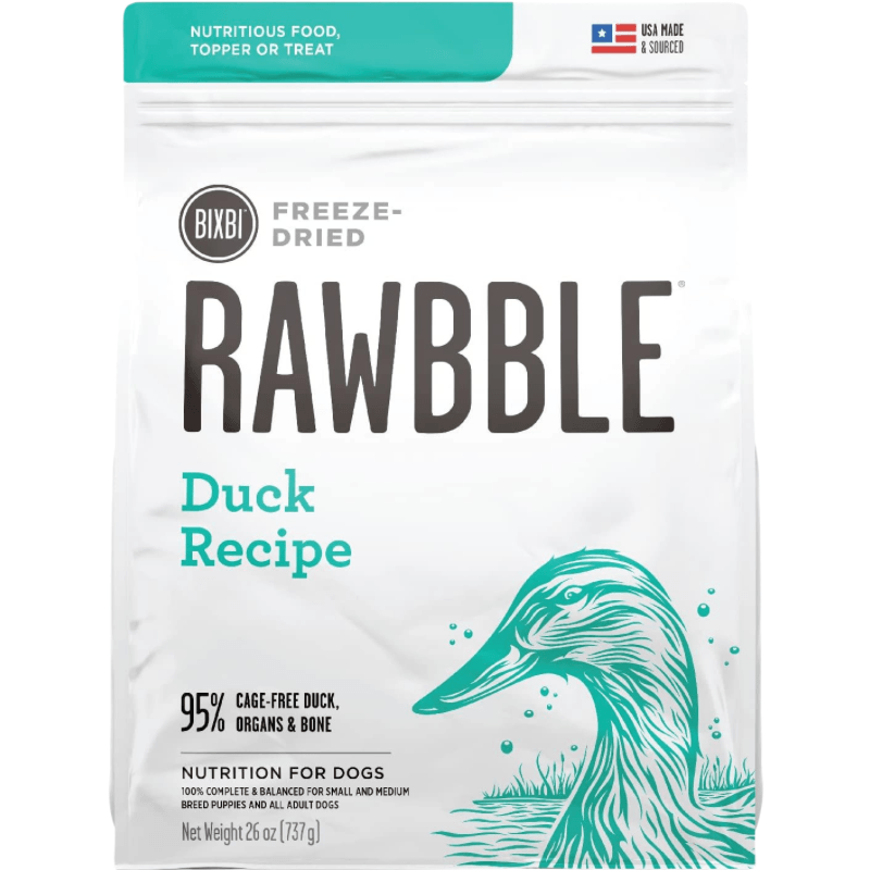 Freeze Dried Dog Food - RAWBBLE - Duck Recipe - J & J Pet Club - BIXBI