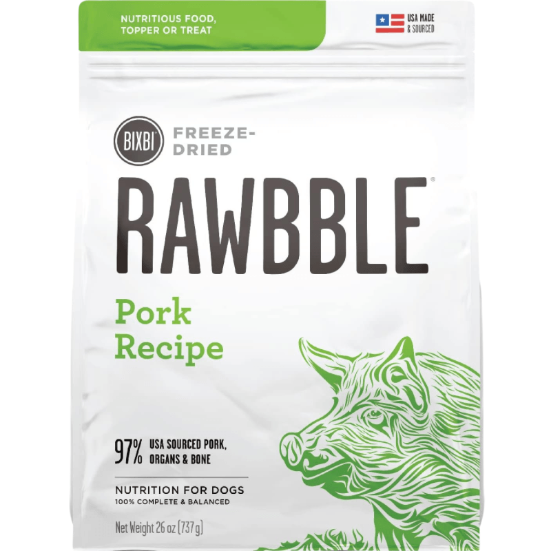 Freeze Dried Dog Food - RAWBBLE - Pork Recipe - J & J Pet Club - BIXBI