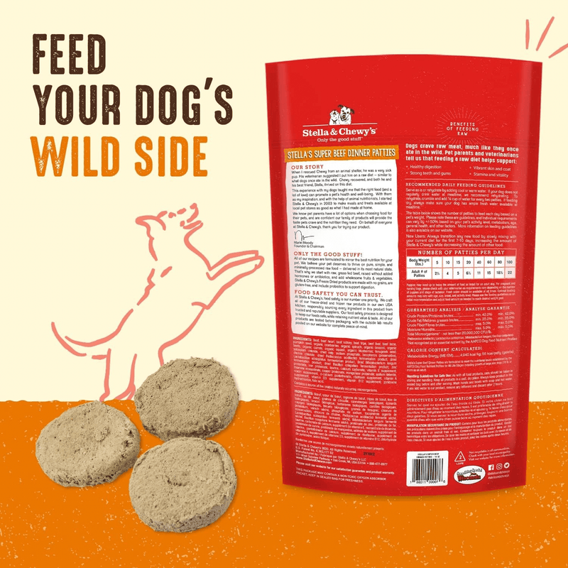 Freeze Dried Dog Food - Stella's Super Beef - Dinner Patties - J & J Pet Club - Stella & Chewy's