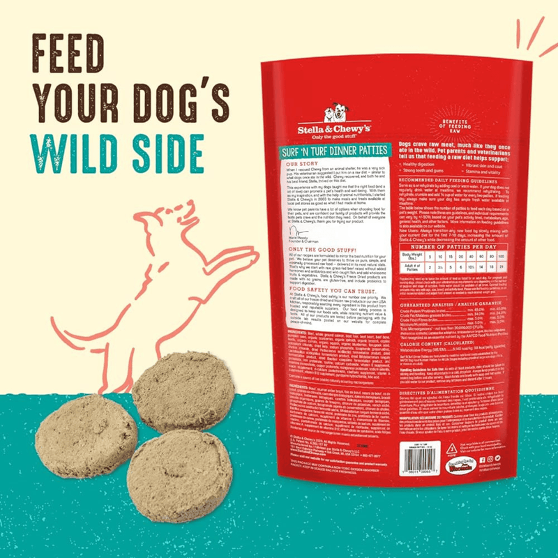 Freeze Dried Dog Food - Surf 'N Turf - Dinner Patties - J & J Pet Club - Stella & Chewy's