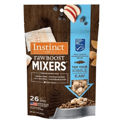 Freeze Dried Dog Food Topper - RAW BOOST MIXERS, Wild-Caught Alaskan Pollock Recipe - J & J Pet Club - Instinct