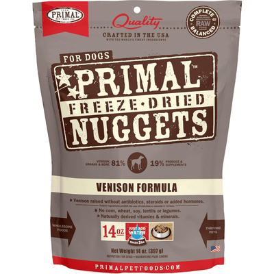 Freeze Dried Dog Food - Venison Dinner Nuggets - J & J Pet Club - Primal
