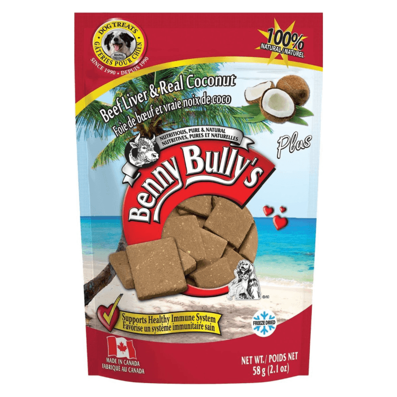 Freeze Dried Dog Treat - Beef Liver & Real Coconut - 58 g - J & J Pet Club - Benny Bully's