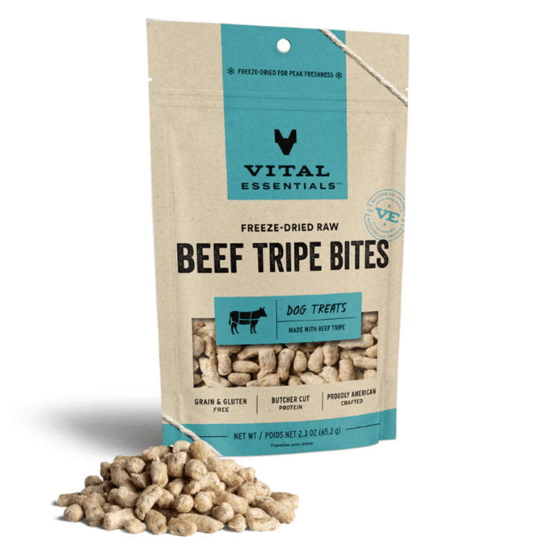 Freeze Dried Dog Treat - Beef Tripe Bites - 2.3 oz - J & J Pet Club - Vital ESSENTIALS