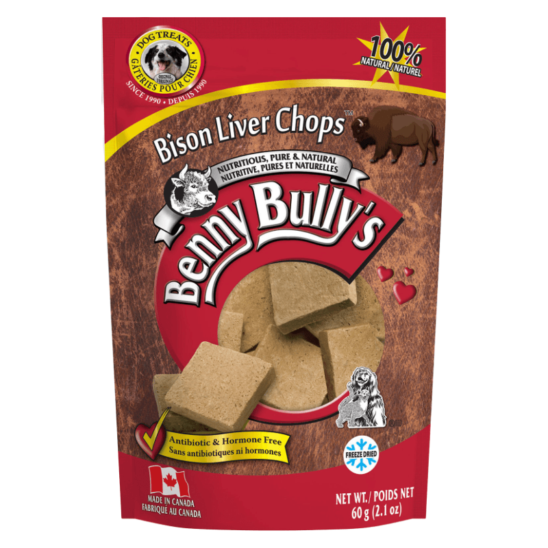 Freeze Dried Dog Treat - Bison Liver Chops - 58 g - J & J Pet Club - Benny Bully's