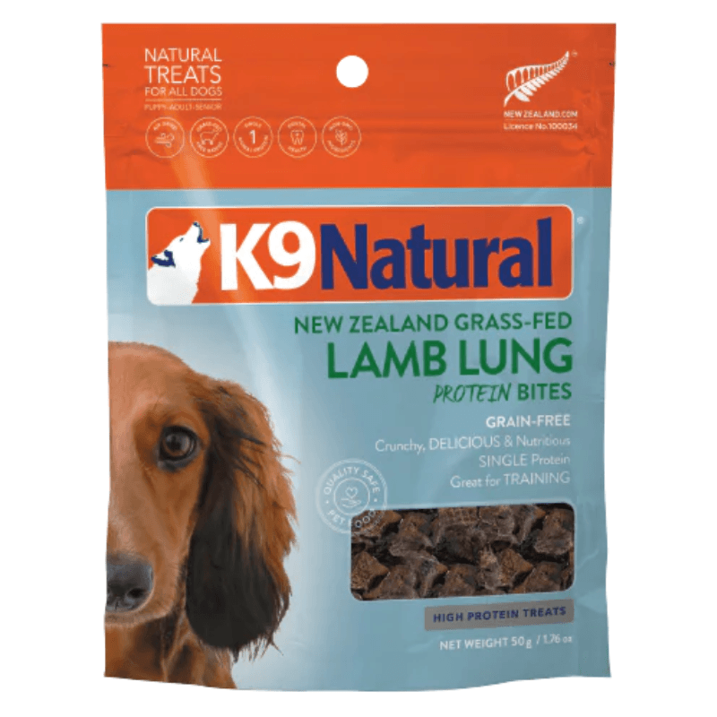 Freeze Dried Dog Treat - PROTEIN BITES - Lamb Lung - 1.76 oz - J & J Pet Club - K9 Natural