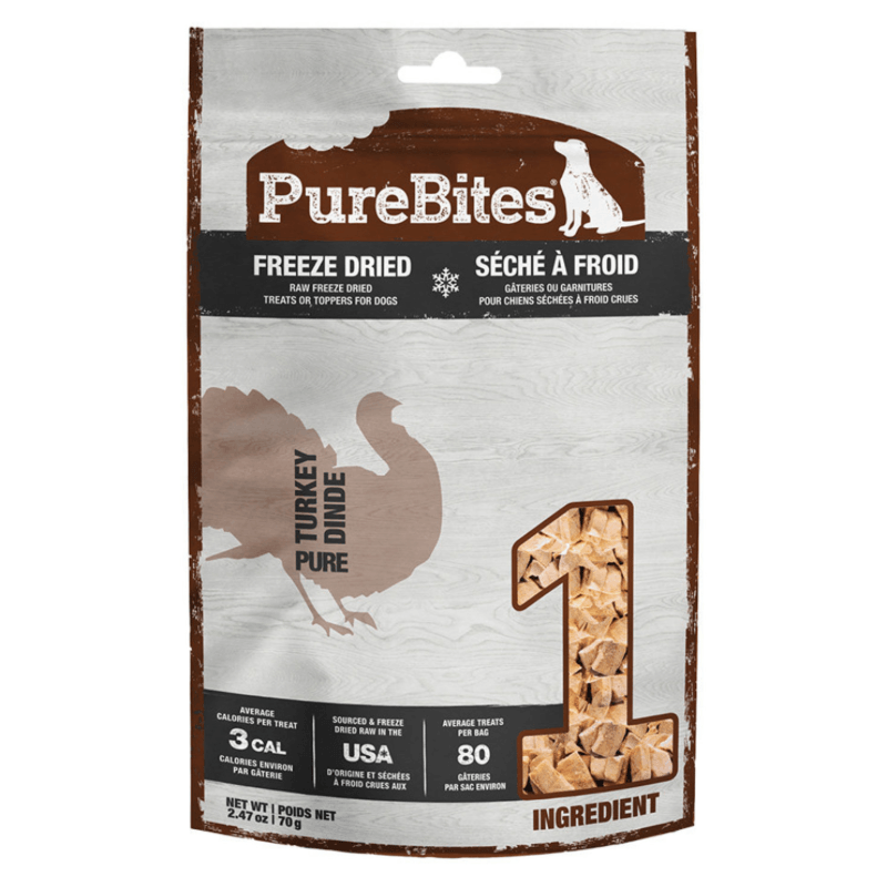 Freeze Dried Dog Treat - Turkey - 2.47 oz - J & J Pet Club - Purebites