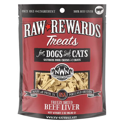 Freeze Dried Treat for Dogs & Cats - RAW REWARDS - Beef Liver - 3 oz - J & J Pet Club - Northwest Naturals