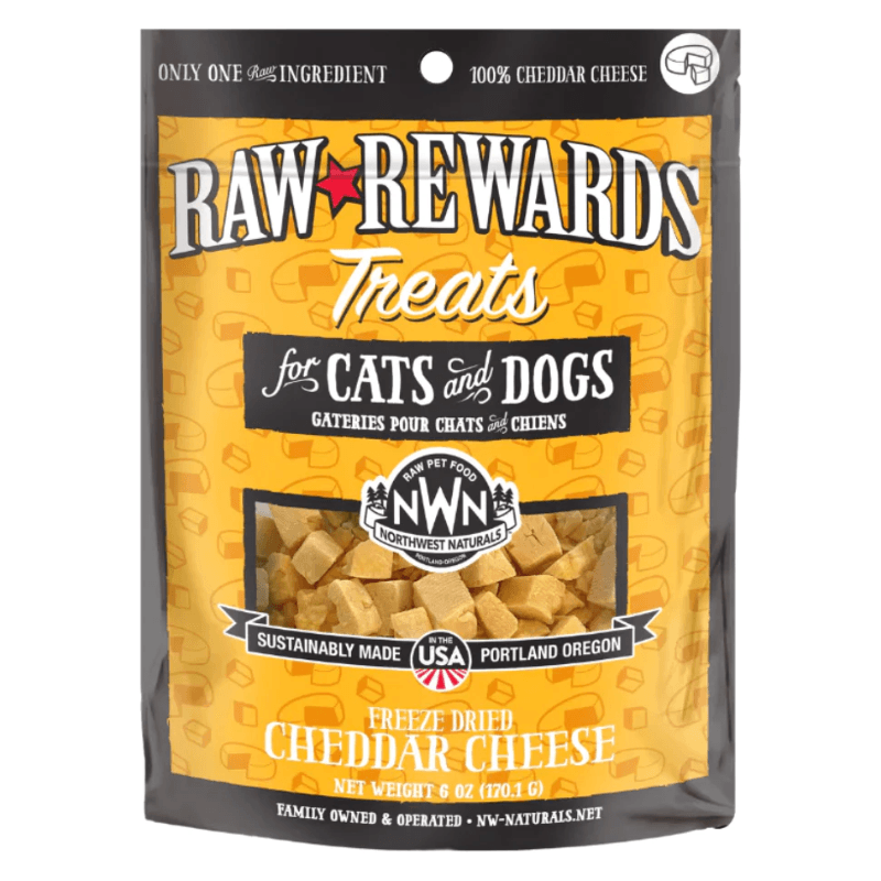 Freeze Dried Treat for Dogs & Cats - RAW REWARDS - Cheddar Cheese - 6 oz - J & J Pet Club - Northwest Naturals