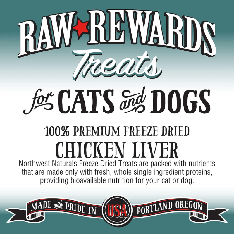 Freeze Dried Treat for Dogs & Cats - RAW REWARDS - Chicken Liver - 3 oz - J & J Pet Club - Northwest Naturals