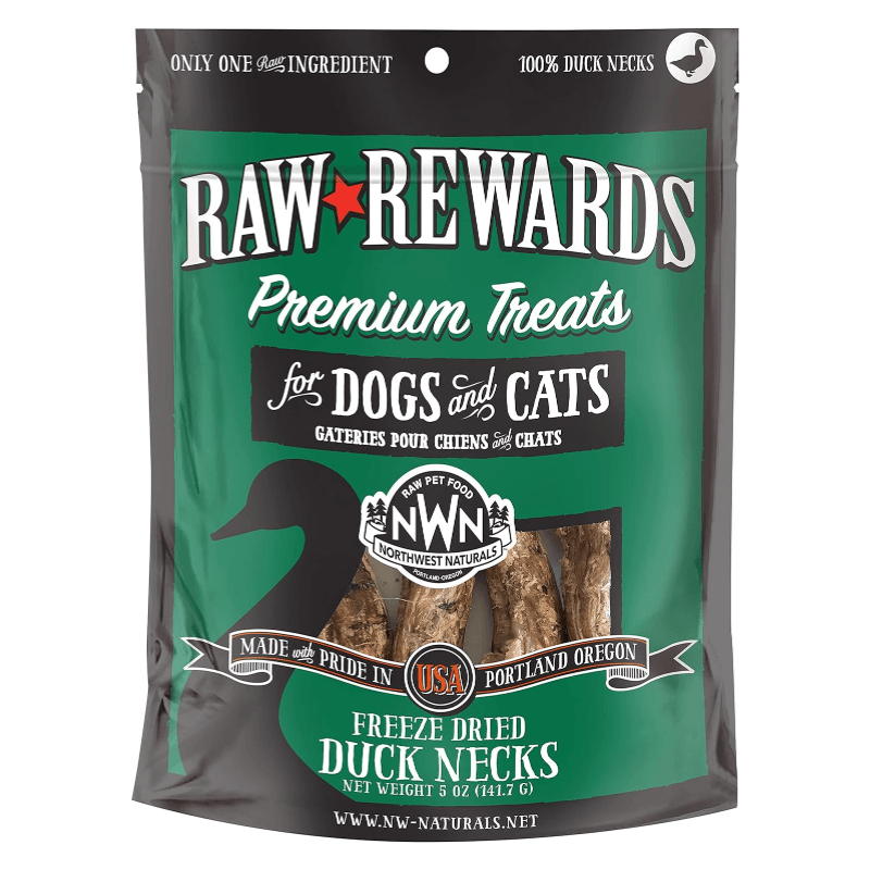 Freeze Dried Treat for Dogs & Cats - RAW REWARDS - Duck Necks - 5 oz - J & J Pet Club - Northwest Naturals