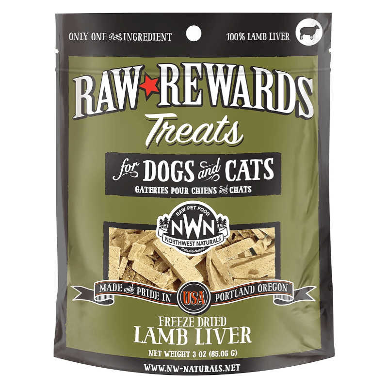 Freeze Dried Treat for Dogs & Cats - RAW REWARDS - Lamb Liver - 3 oz - J & J Pet Club - Northwest Naturals