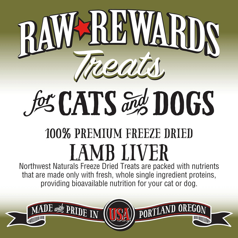 Freeze Dried Treat for Dogs & Cats - RAW REWARDS - Lamb Liver - 3 oz - J & J Pet Club - Northwest Naturals