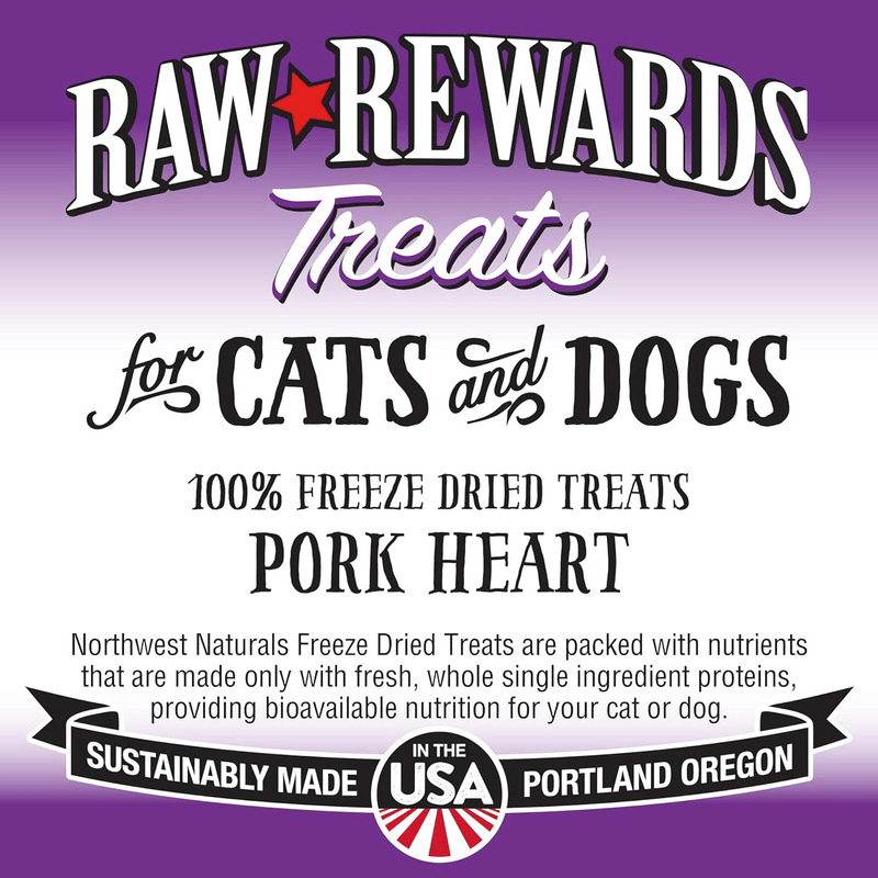 Freeze Dried Treat for Dogs & Cats - RAW REWARDS - Pork Heart - 3 oz - J & J Pet Club - Northwest Naturals