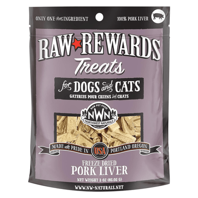 Freeze Dried Treat for Dogs & Cats - RAW REWARDS - Pork Liver - J & J Pet Club - Northwest Naturals