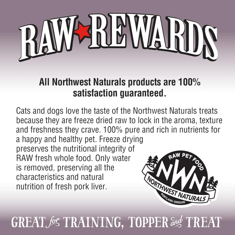 Freeze Dried Treat for Dogs & Cats - RAW REWARDS - Pork Liver - J & J Pet Club - Northwest Naturals