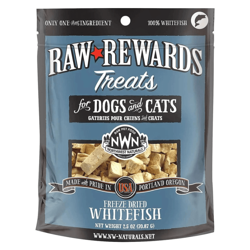 Freeze Dried Treat for Dogs & Cats - RAW REWARDS - Whitefish - J & J Pet Club - Northwest Naturals