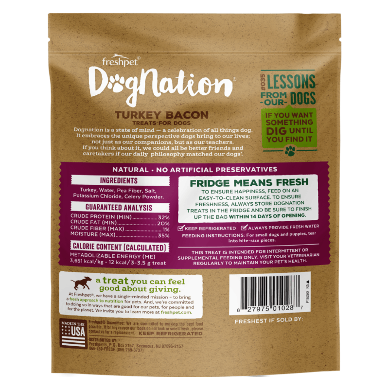 Fresh Dog Treat - DOGNATION - Turkey Bacon - 3 oz - J & J Pet Club - Freshpet