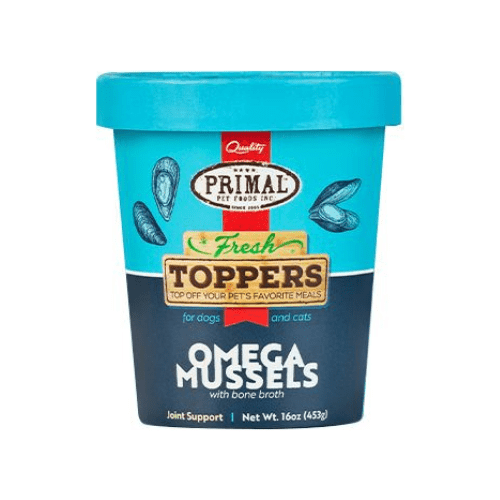 Frozen Food Topper for Dogs & Cats - Omega Mussels - 16 oz - J & J Pet Club - Primal