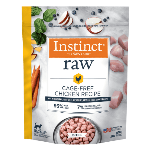 Frozen Raw Cat Food - Cage Free Chicken Bites For Adult Cats - 1.25 lb - J & J Pet Club - Instinct