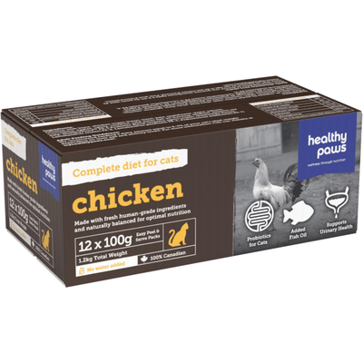 Frozen Raw Cat Food - Chicken - 12 × 100 g - J & J Pet Club - Healthy Paws